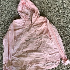 pink half zip utility jacket